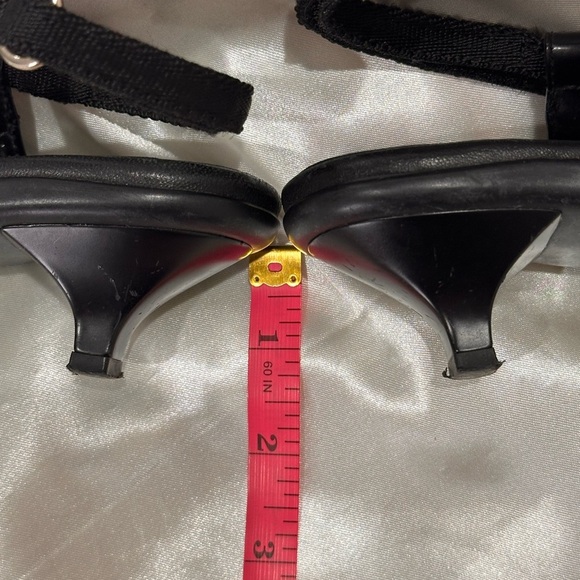 Prada Sport T Strap Sandals Leather Floral Kitten Heels Black Size 6 Vintage Y2K - Picture 13 of 13